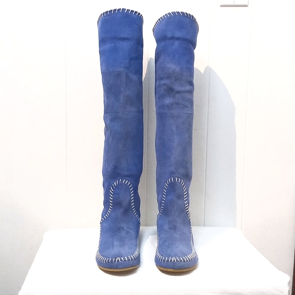 ZigiNY LEATHER High Boots Sky Blue or Chocolate Brown| 8 US - Picture 2 of 13